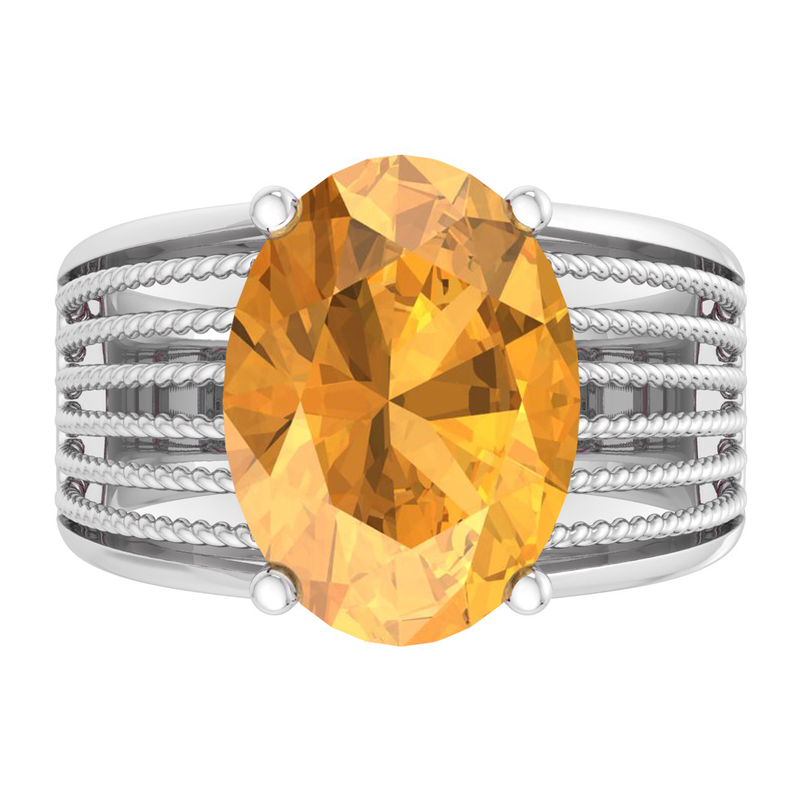 Martha Stewart 6 3/4ctw. Oval Citrine & Lab Grown Diamond Hidden Halo Ring In Sterling Silver image number null